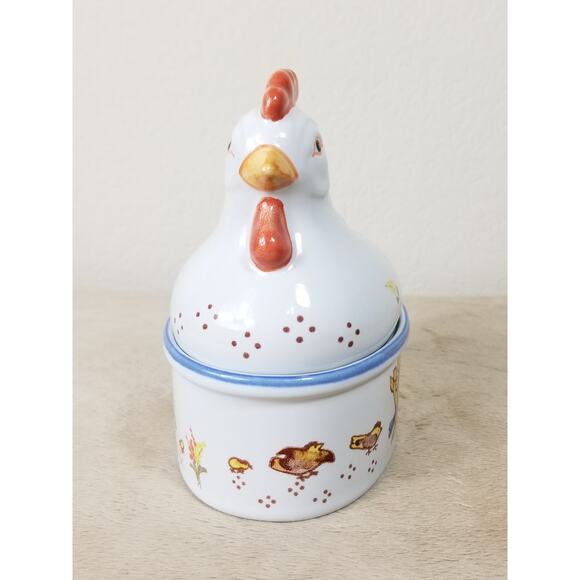 Chicken Hen Nest Ceramic Trinket Box Prestige Place 5 1/2" Japan Farmhouse Decor - Picture 2 of 14